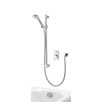 Aqualisa Visage Q Wall Fed Concealed Valve Gravity-Pumped Smart Digital Shower With Overflow Bath Filler & Adjustable Head
