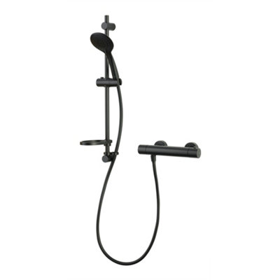 Aqualisa Sierra Matt Black Rear Fed Manual Mixer Shower & 1.5M Hose Length
