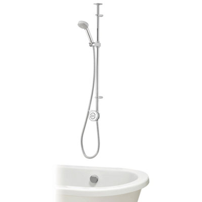 Aqualisa Smart Link Ceiling Fed Exposed Valve Gravity-Pumped Smart Digital Shower With Overflow Bath Filler & Adjustable Head