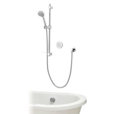 Aqualisa Smart Link Wall Fed Concealed Valve Gravity-Pumped Smart Digital Shower With Overflow Bath Filler & Adjustable Head