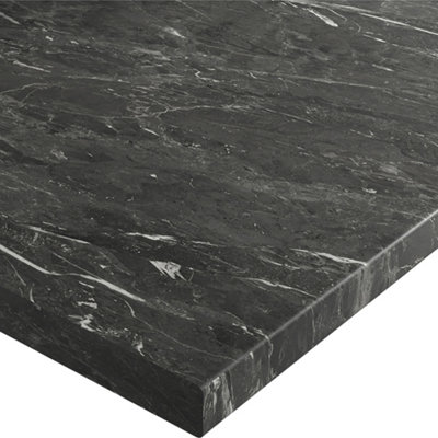 Wilsonart Marmo Nero Matt Black Marble Effect Laminate Post-Formed Edge Kitchen Worktop, (L)3000Mm (W)600Mm (T)38Mm