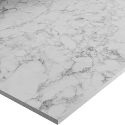 Wilsonart Marmo Bianco Cream Marble Effect Compact Laminate Square Edge Kitchen Breakfast Bar, (L)3000Mm (W)900Mm (T)12Mm