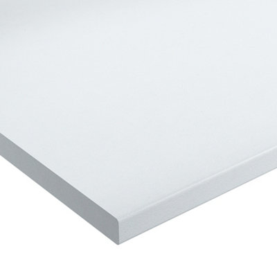 Wilsonart Blanc Chamonix White Crystal Effect Laminate Post-Formed Edge Kitchen Breakfast Bar, (L)3000Mm (W)900Mm (T)38Mm