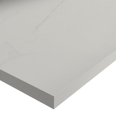 Wilsonart Marbre De Paros Matt White Marble Effect Laminate Square Edge Kitchen Breakfast Bar, (L)3000Mm (W)900Mm (T)22Mm