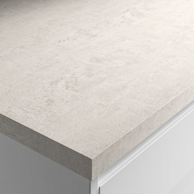 Wilsonart Woodstone Blanc Matt White Concrete Effect Laminate Square Edge Kitchen Worktop, (L)3000Mm (W)600Mm (T)38Mm