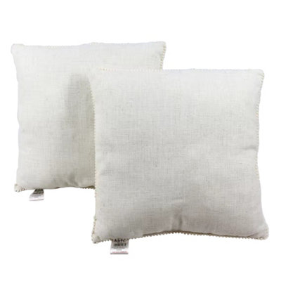 Furn. Cream Plain Linen Effect Indoor Cushion (L)40Cm (W)40Cm