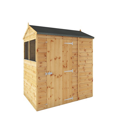 Mercia Tongue & Groove 6X4 Ft Reverse Apex Wooden Dip Treated Shed With Floor & 2 Windows