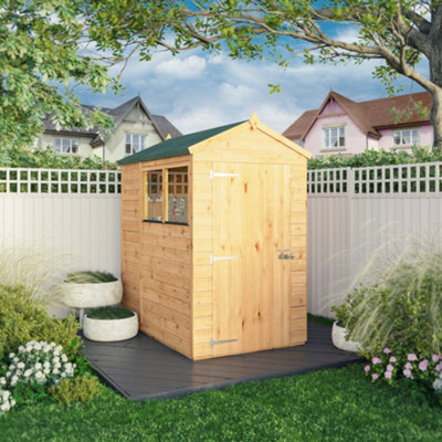 Mercia Woodsman Shiplap 6X4 Ft Apex Timber Dip Treated Shed With Floor & 2 Windows