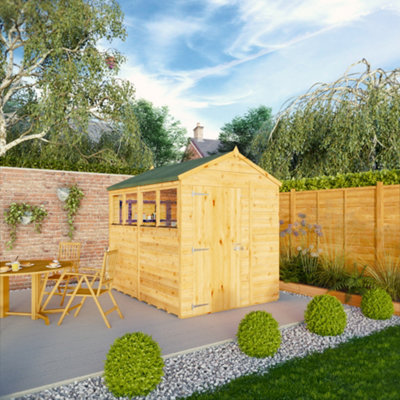 Mercia Woodsman Shiplap 8X6 Ft Apex Timber Dip Treated Shed With Floor & 4 Windows