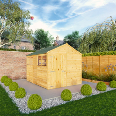 Mercia Woodsman Shiplap 10X8 Ft Apex Timber Dip Treated Shed With Floor & 4 Windows