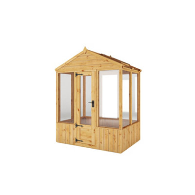 Mercia Woodsman 4X6 Ft Honey Brown Timber Apex Greenhouse With Styrene Glazing