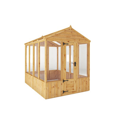Mercia Woodsman 8X6 Ft Honey Brown Timber Apex Greenhouse With Styrene Glazing