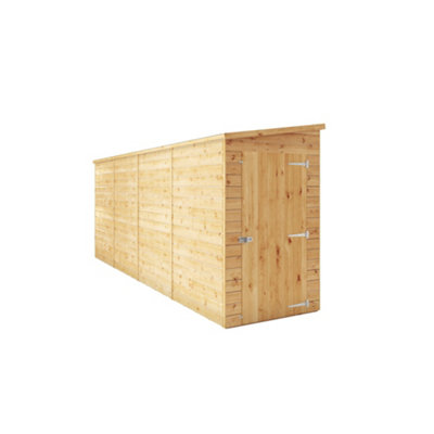 Mercia Modular Shiplap 16X4 Ft Pent Honey Brown Wooden Dip Treated Shed With Floor (Windowless)