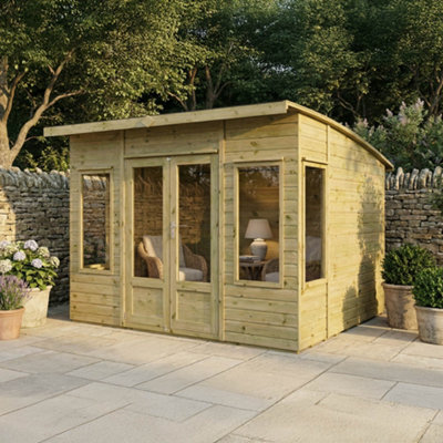 Mercia 10X8 Ft Curved Wooden Summer House With Double Door & 4 Windows