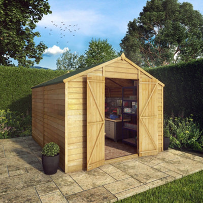 Mercia Overlap 10X8 Ft Apex Wooden 2 Door Shed With Floor & 4 Windows