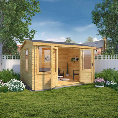 Mercia 10X13 Ft Reverse Apex Wooden Cabin With Double Door