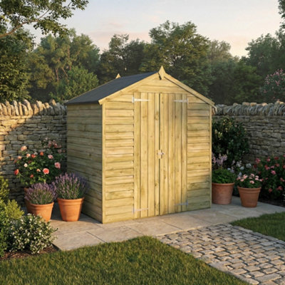 Mercia Overlap 6X4 Ft Apex Wooden 2 Door Shed With Floor