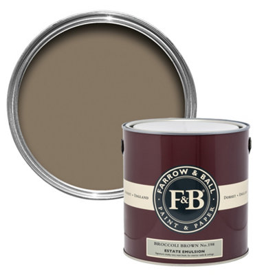 Farrow & Ball Estate Broccoli Brown No.198 Matt Wall & Ceiling Emulsion Paint, 2.5L