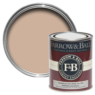 Farrow & Ball Modern Templeton Pink No.303 Eggshell Paint, 750Ml