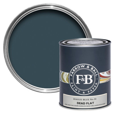 Farrow & Ball Hague Blue No.30 Dead-Flat Matt Multi-Surface Emulsion Paint, 750Ml
