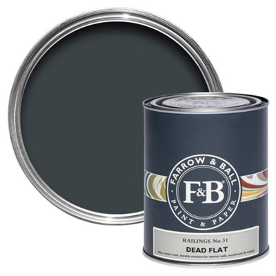 Farrow & Ball Railings No.31 Dead-Flat Matt Multi-Surface Emulsion Paint, 750Ml