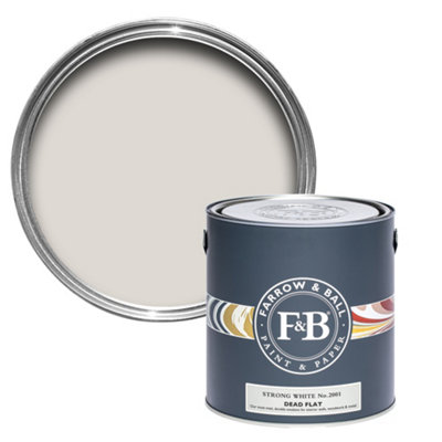 Farrow & Ball Strong White No.2001 Dead-Flat Matt Multi-Surface Emulsion Paint, 2.5L