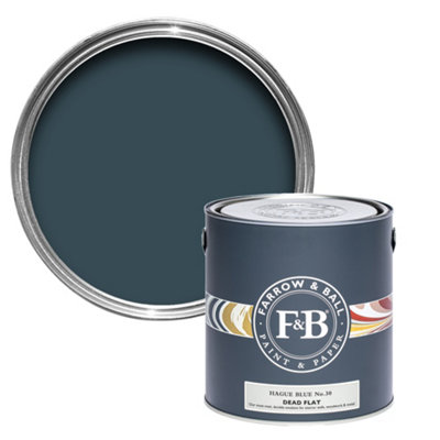 Farrow & Ball Hague Blue No.30 Dead-Flat Matt Multi-Surface Emulsion Paint, 2.5L