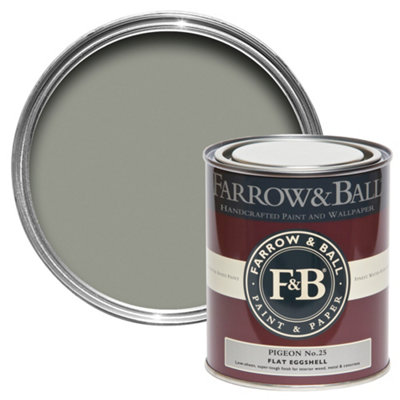 Farrow & Ball Pigeon No.25 Flat Eggshell Topcoat Paint, 750Ml Tin