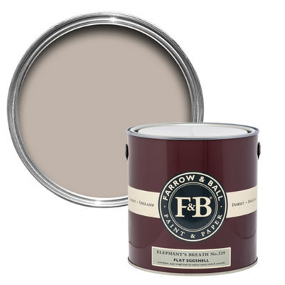 Farrow & Ball Elephants Breath No.229 Flat Eggshell Topcoat Paint, 2.5L Tin