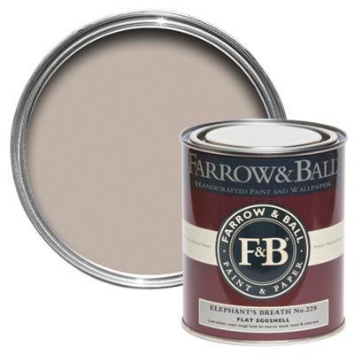 Farrow & Ball Elephants Breath No.229 Flat Eggshell Topcoat Paint, 750Ml Tin