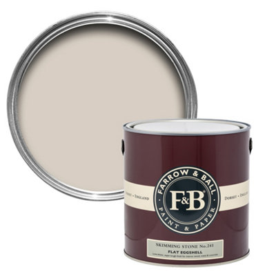 Farrow & Ball Skimming Stone No.241 Flat Eggshell Topcoat Paint, 2.5L Tin