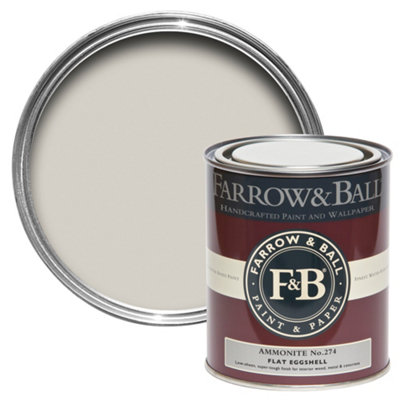 Farrow & Ball Ammonite No.274 Flat Eggshell Topcoat Paint, 750Ml Tin