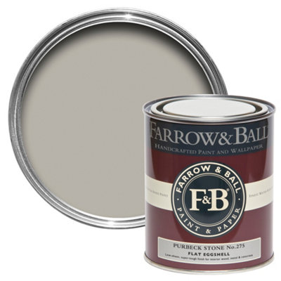 Farrow & Ball Purbeck Stone No.275 Flat Eggshell Topcoat Paint, 750Ml Tin
