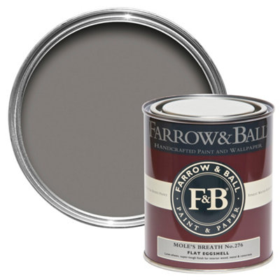 Farrow & Ball Mole's Breath No.276 Flat Eggshell Topcoat Paint, 750Ml Tin