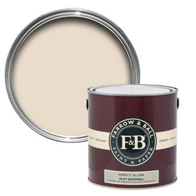 Farrow & Ball Dimity No.2008 Flat Eggshell Topcoat Paint, 2.5L Tin
