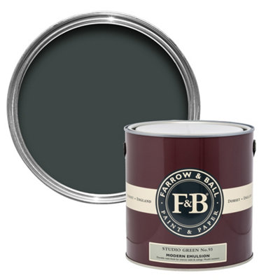 Farrow & Ball Modern Studio Green No.93 Matt Wall & Ceiling Emulsion Paint, 2.5L
