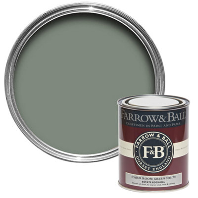Farrow & Ball Estate Card Room Green No.79 Eggshell Paint, 750Ml