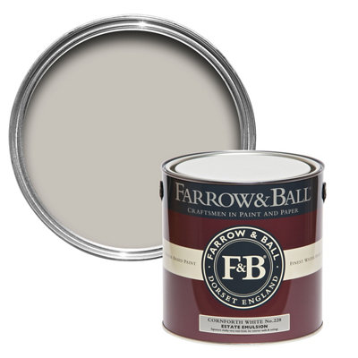 Farrow & Ball Estate Cornforth White No.228 Matt Wall & Ceiling Emulsion Paint, 2.5L