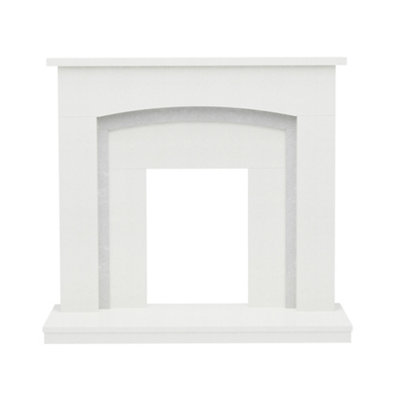 Be Modern Lauretta White Micro-Marble Fireplace Surround Set