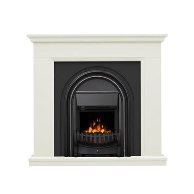 Be Modern Colville White & Black Ivory Effect Inset Electric Fire Suite