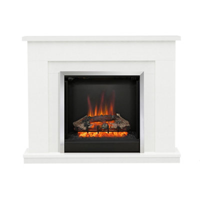 Be Modern Evelina Black & White Chrome Effect Inset Electric Fire Suite