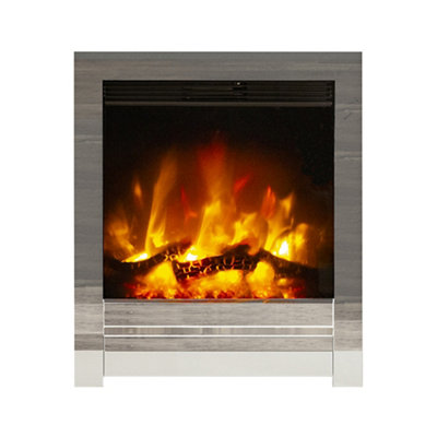 Be Modern Kempton 2Kw Chrome Effect Inset Electric Fire (H)565Mm (W)413Mm (D)75Mm