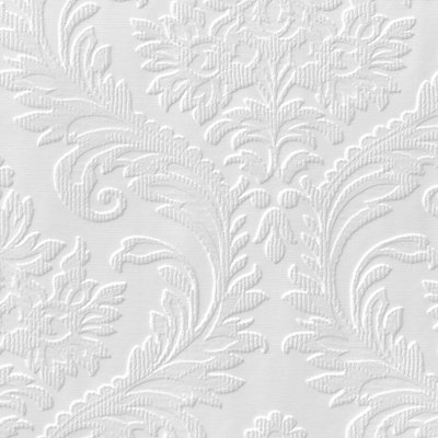Anaglypta Luxury High Traditional White Damask Blown Wallpaper