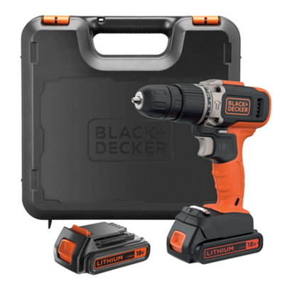 Black+Decker 18V Li-Ion Brushed Cordless Combi Drill (2 X 1.5Ah) - Bcd003c2k-Gb
