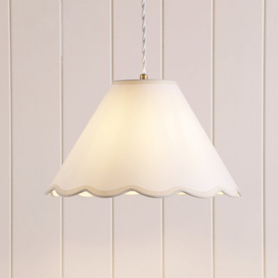 Laura Ashley Ivory & Cream Scalloped Edge Conical Lamp Shade (D)30Cm
