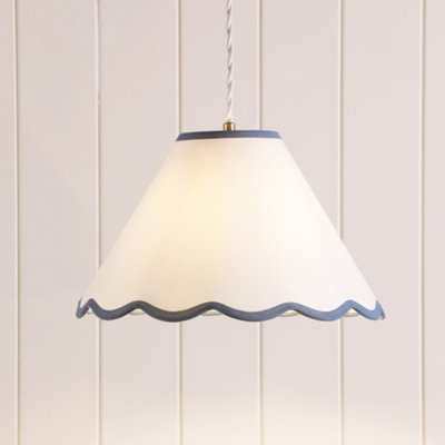 Laura Ashley Ivory & Blue Scalloped Edge Conical Lamp Shade (D)30Cm