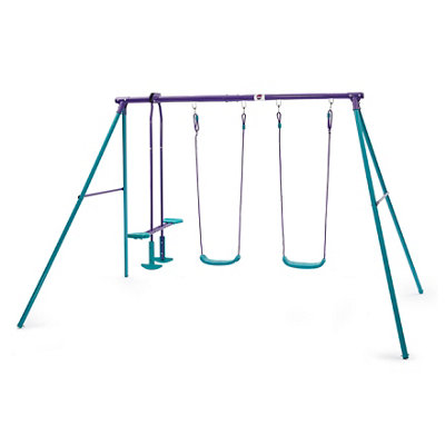 Plum Play Jupiter Purple and Teal Double Swing and Glider Set - Multi - Wilko