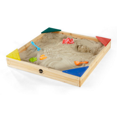 Plum Junior Natural Wooden Square Sand Pit (H) 140mm X (W) 900mm