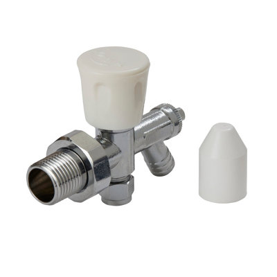 Flomasta Gloss Chrome Effect Angled Manual Radiator Valve & Drain Off (Dia)8Mm, Pack Of 1