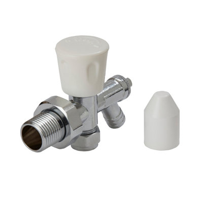 Flomasta Gloss Chrome Effect Angled Manual Radiator Valve & Drain Off (Dia)10Mm, Pack Of 1